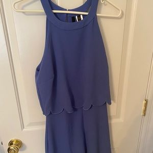 Periwinkle Scalloped Romper with Open Back